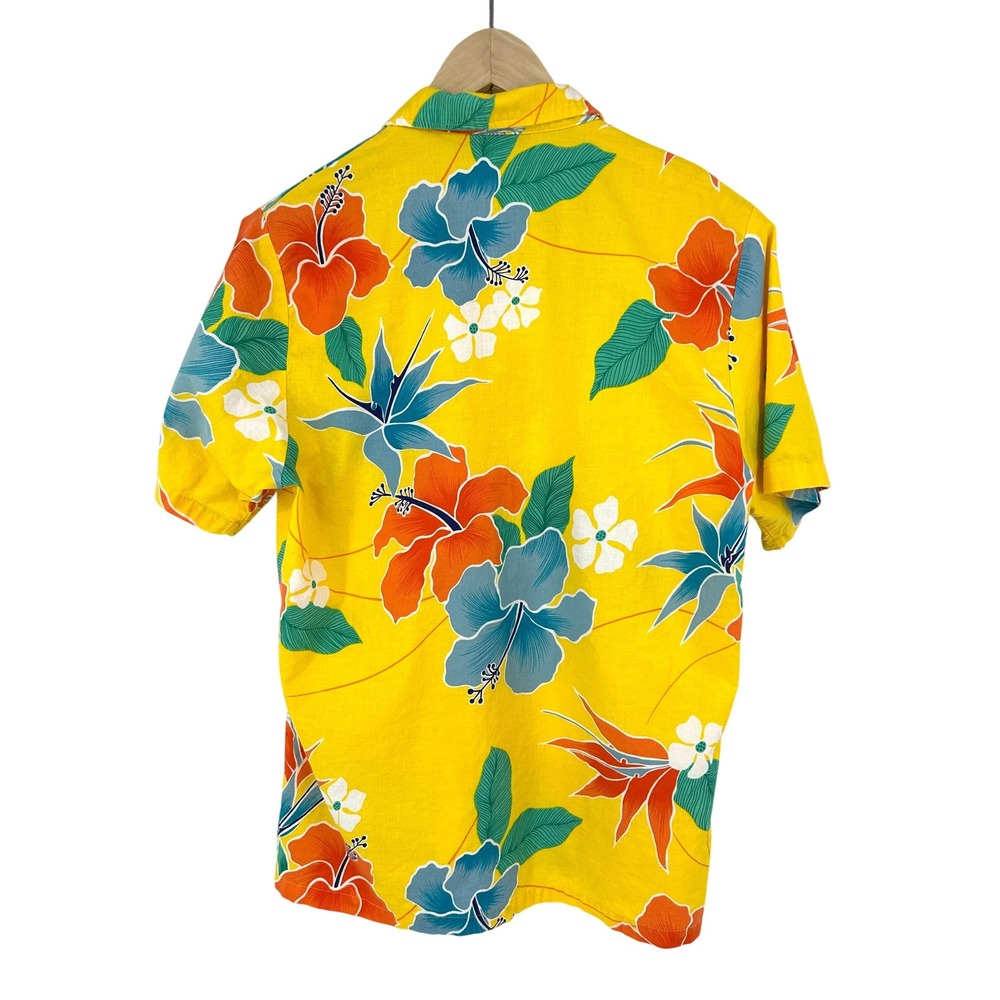 Vintage Ocean Pacific Mens Yellow Hawaiian Shirt Premier Fisher Price 87 - Picture 2 of 7